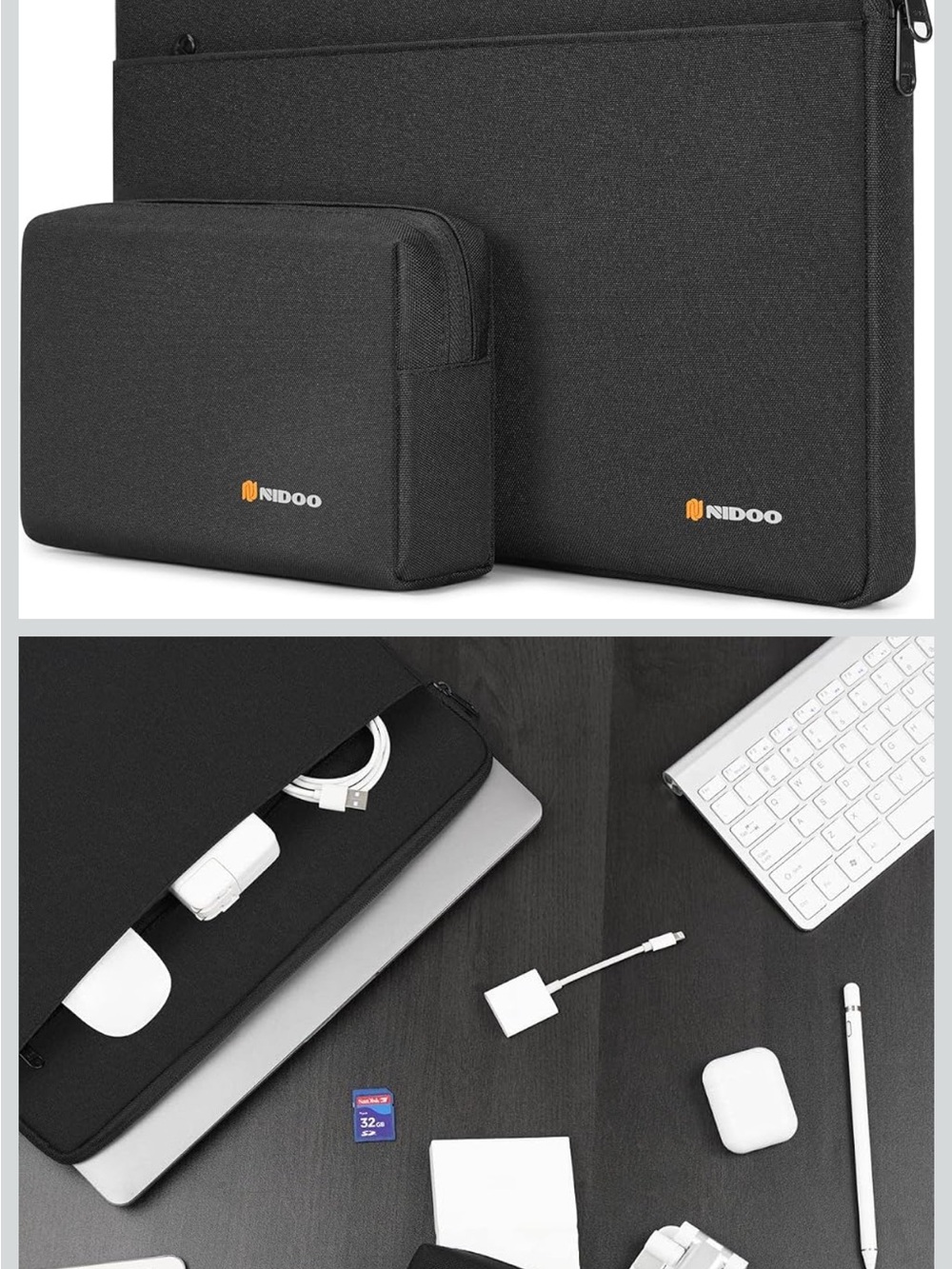 Black Laptop & Accessory Sleeve Set - Protective Tablet Case